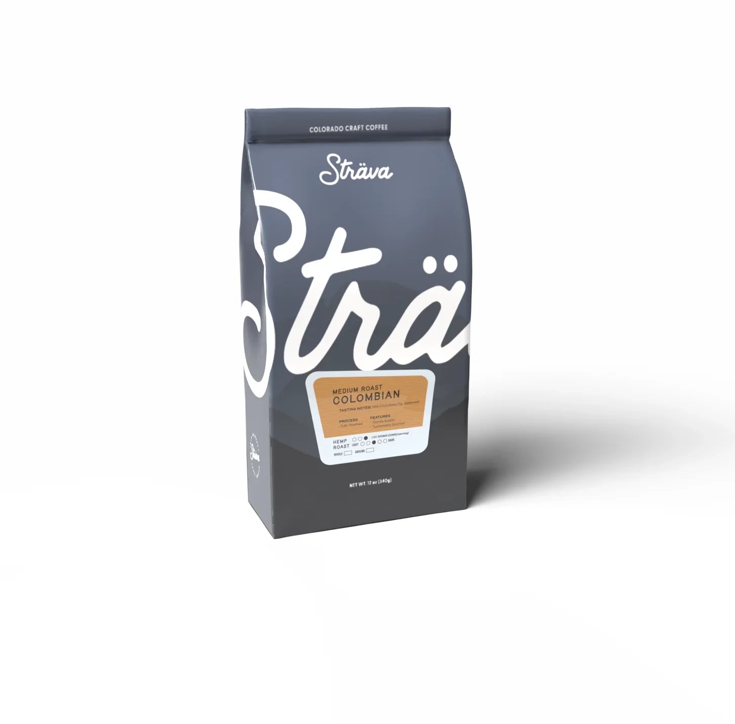 Strava CBD Coffee 500mg Medium Columbian Roast - Angled