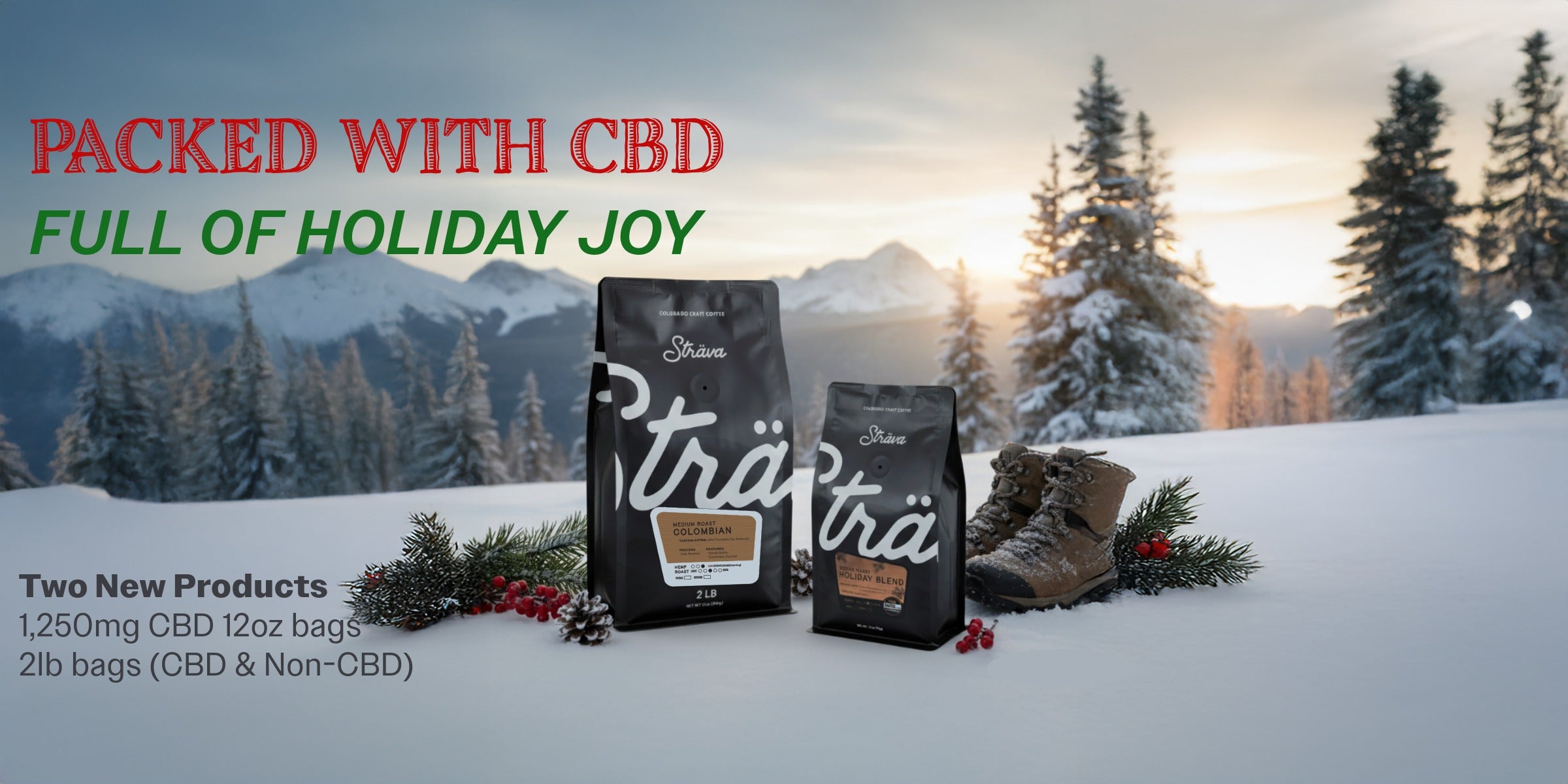 New high CBD coffee and 2lb coffee bags at Strava