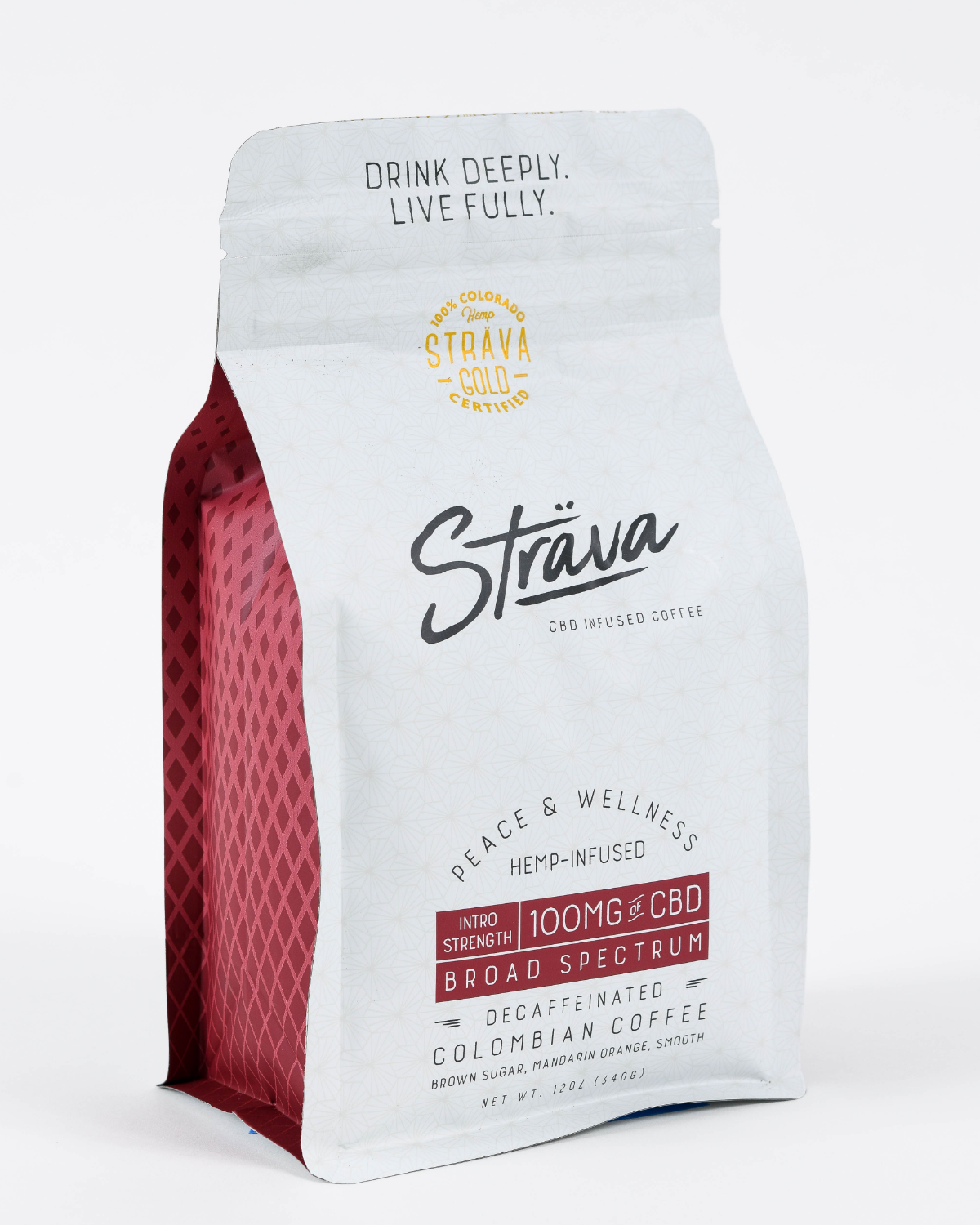 Strava CBD Infused Coffee Beans - 12oz Bag Intro Strength Decaf Roast - 4mg + CBG