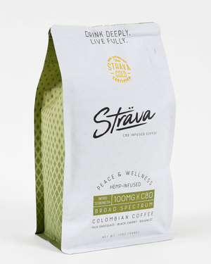Strava CBD Infused Coffee Beans - 12oz Bag Intro Strength Medium Roast - 4mg + CBG