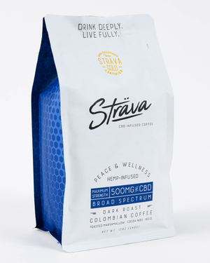 Strava CBD Infused Coffee Beans - 12oz Bag Max Strength Dark Roast - 20mg + CBG