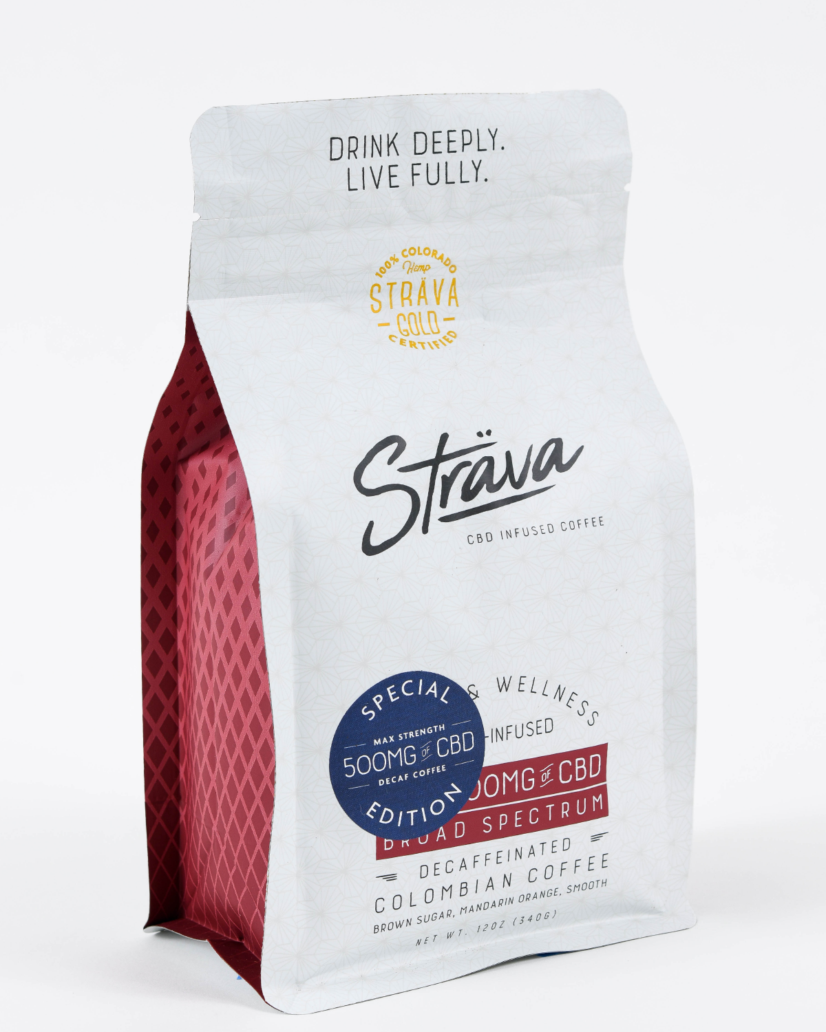 Strava CBD Infused Coffee Beans - 12oz Bag Max Strength Decaf Roast - 20mg + CBG