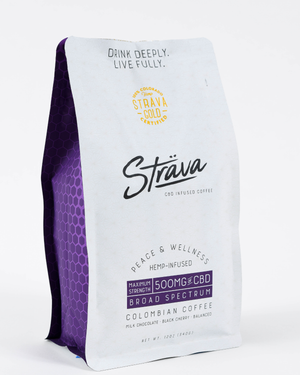 Strava CBD Infused Coffee Beans - 12oz Bag Max Strength Medium Roast - 20mg + CBG